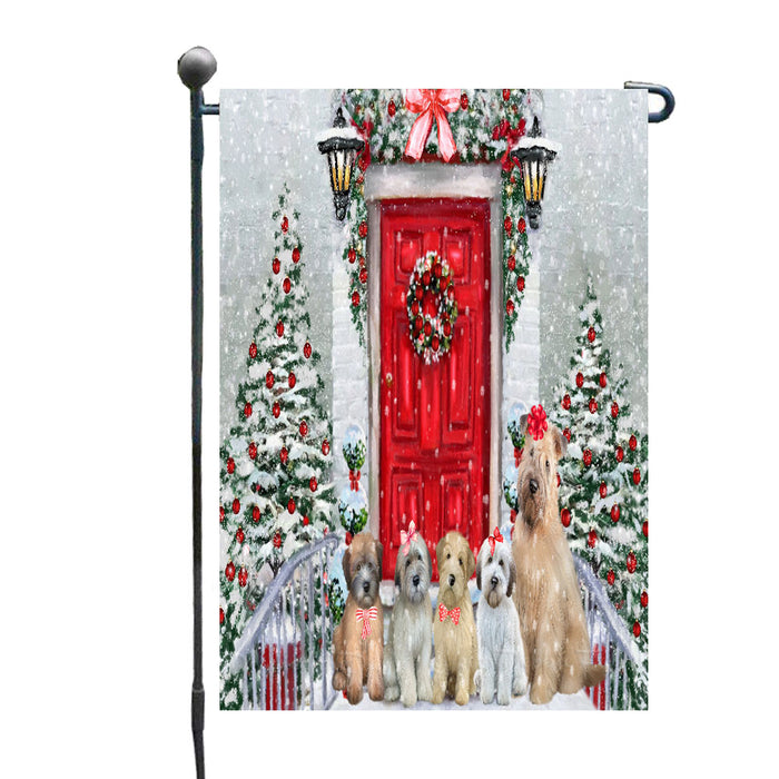 Christmas Holiday Welcome Wheaten Terrier Dogs Garden Flags- Outdoor Double Sided Garden Yard Porch Lawn Spring Decorative Vertical Home Flags 12 1/2"w x 18"h