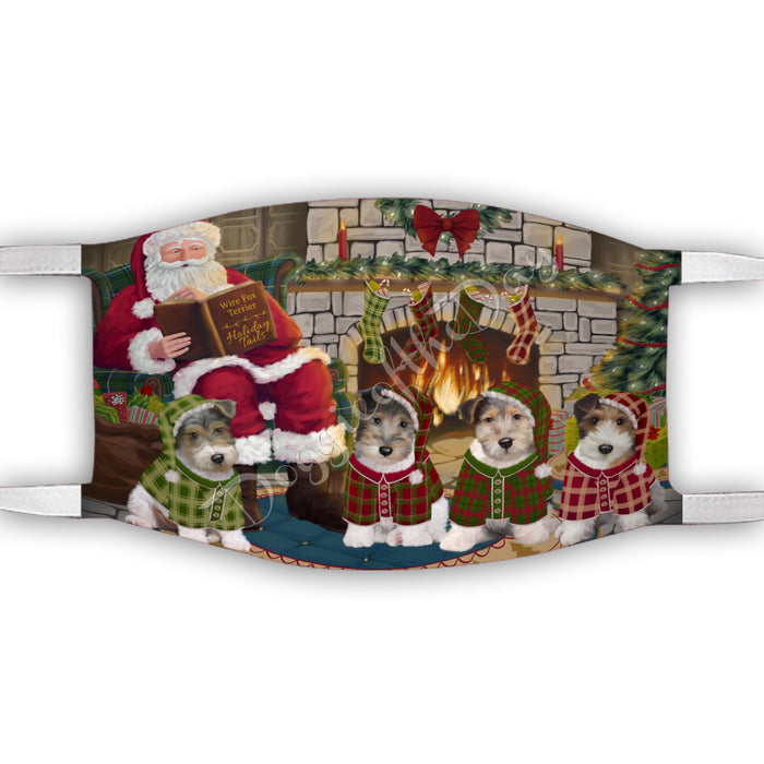 Christmas Cozy Holiday Fire Tails Wire Fox Terrier Dogs Face Mask FM48682