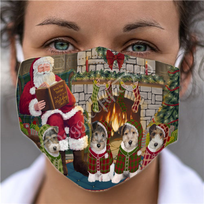 Christmas Cozy Holiday Fire Tails Wire Fox Terrier Dogs Face Mask FM48682