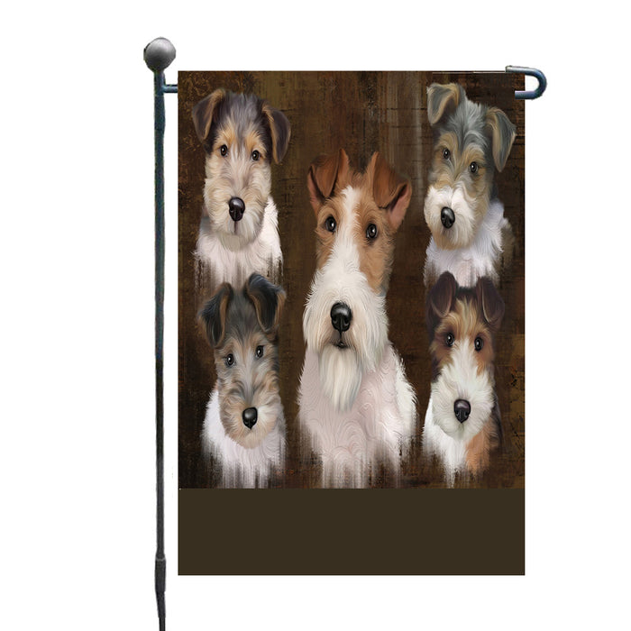 Personalized Rustic 5 Wire Fox Terrier Dogs Custom Garden Flags GFLG-DOTD-A62579