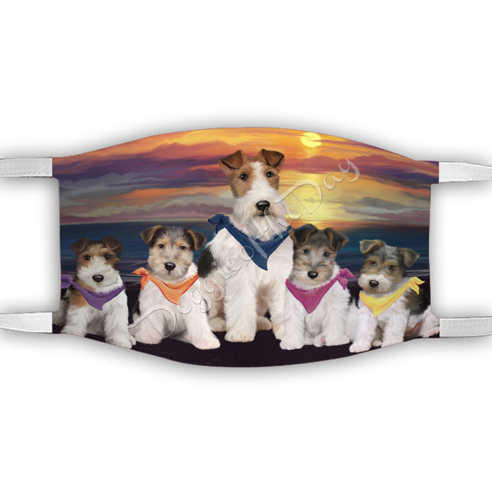 Family Sunset Wire Fox Terrier Dogs Face Mask FM49251