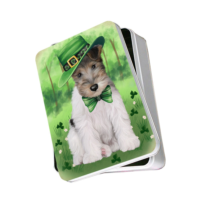 St. Patricks Day Irish Portrait Wire Fox Terrier Dog Photo Storage Tin PITN57005