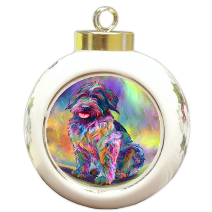 Paradise Wave Wirehaired Pointing Griffon Dog Round Ball Christmas Ornament RBPOR58749