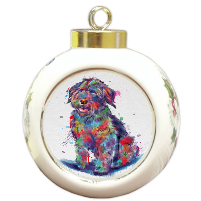 Watercolor Wirehaired Pointing Griffon Dog Round Ball Christmas Ornament RBPOR58791