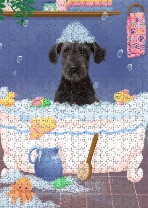 Rub a Dub Dogs in a Tub Wolfhound Dog Portrait Jigsaw Puzzle for Adults Animal Interlocking Puzzle Game Unique Gift for Dog Lover's with Metal Tin Box PZL617