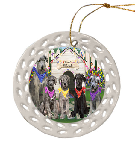 Spring Dog House Wolfhound Dogs Doily Ornament DPOR58924