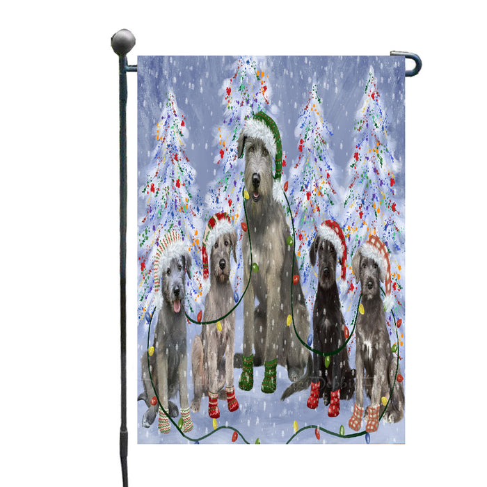 Christmas Lights and Wolfhound Dogs Garden Flags- Outdoor Double Sided Garden Yard Porch Lawn Spring Decorative Vertical Home Flags 12 1/2"w x 18"h