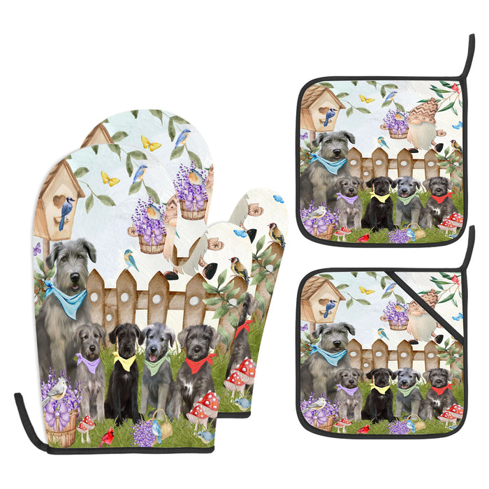 Wolfhound Oven Mitts and Pot Holder Set, Explore a Variety of Personalized Designs, Custom, Kitchen Gloves for Cooking with Potholders, Pet and Dog Gift Lovers