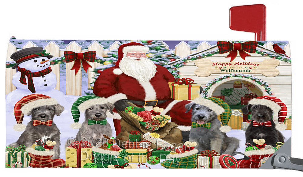 Christmas Dog house Gathering Wolfhound Dogs Magnetic Mailbox Cover Both Sides Pet Theme Printed Decorative Letter Box Wrap Case Postbox Thick Magnetic Vinyl Material