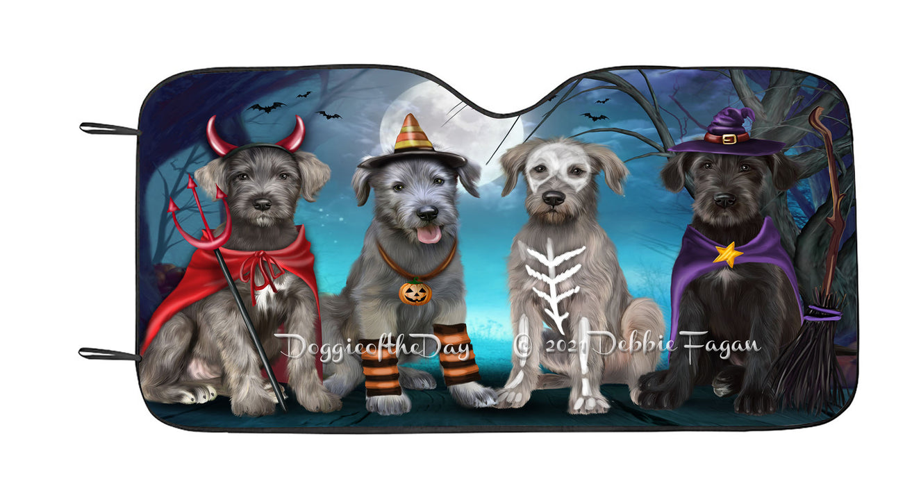 Happy Halloween Trick or Treat Wolfhound Dogs Car Sun Shade Cover Curtain