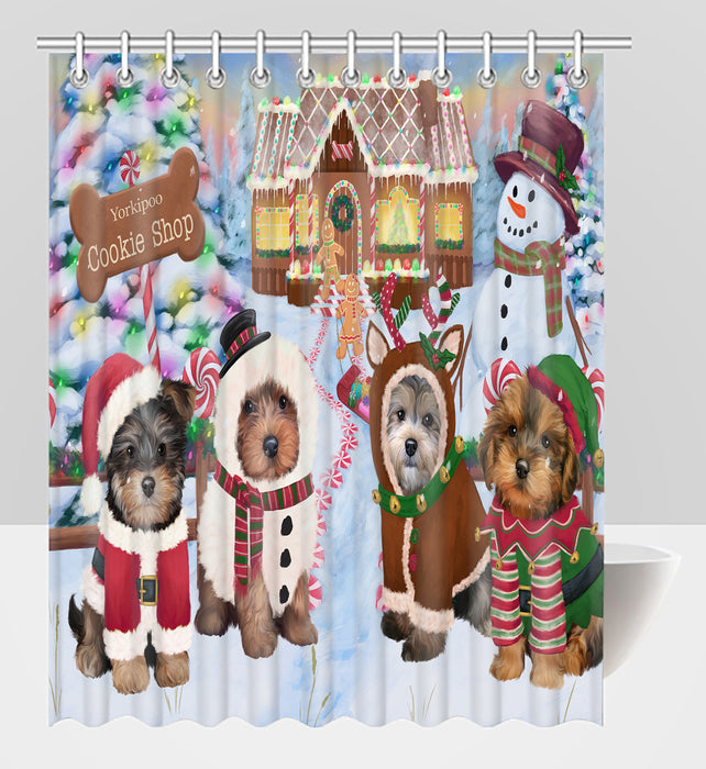 Holiday Gingerbread Cookie Yorkipoo Dogs Shower Curtain