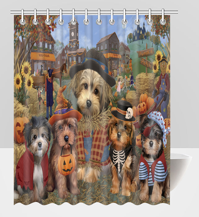 Halloween 'Round Town Yorkipoo Dogs Shower Curtain