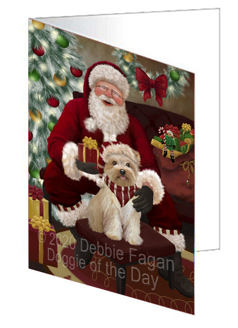 Santa's Christmas Surprise Yorkipoo Dog Handmade Artwork Assorted Pets Greeting Cards and Note Cards with Envelopes for All Occasions and Holiday Seasons