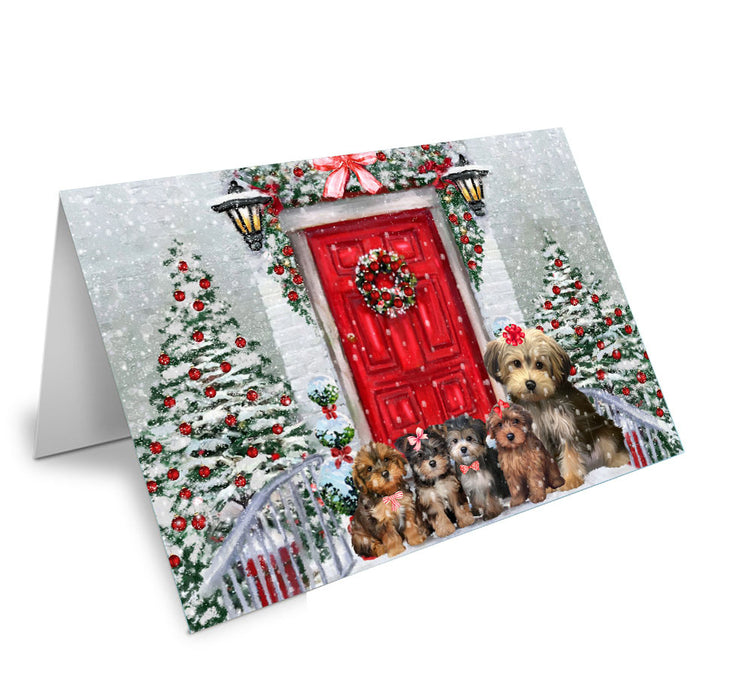 Christmas Holiday Welcome Yorkipoo Dog Handmade Artwork Assorted Pets Greeting Cards and Note Cards with Envelopes for All Occasions and Holiday Seasons