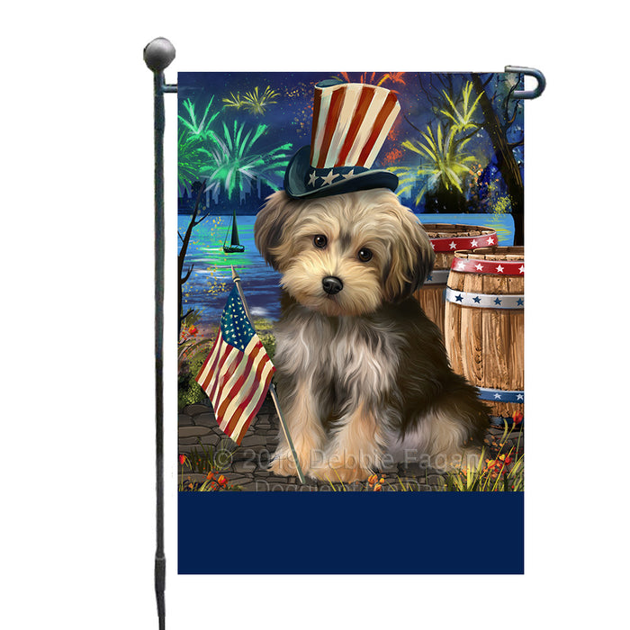 Personalized 4th of July Firework Yorkipoo Dog Custom Garden Flags GFLG-DOTD-A58174
