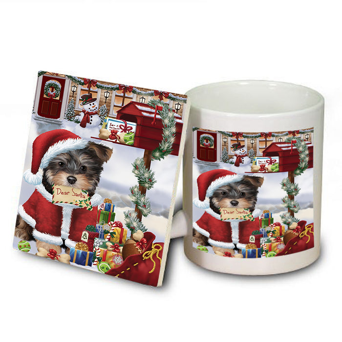 Yorkipoo Dog Dear Santa Letter Christmas Holiday Mailbox Mug and Coaster Set MUC53557