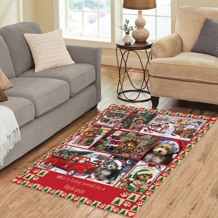 Love is Being Owned Christmas Yorkipoo Dogs Area Rug