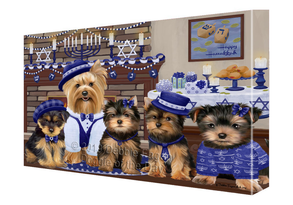 Happy Hanukkah Family Yorkshire Terrier Dogs Canvas Print Wall Art Décor CVS144404