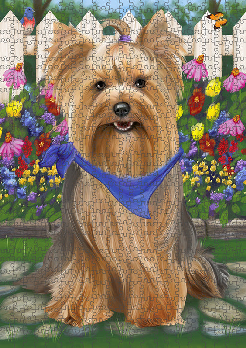 Spring Floral Yorkshire Terrier Dog Puzzle with Photo Tin PUZL54279