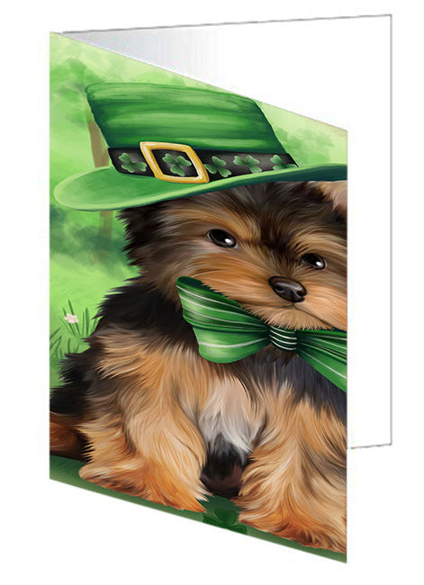 St. Patricks Day Irish Portrait Yorkshire Terrier Dog Handmade Artwork Assorted Pets Greeting Cards and Note Cards with Envelopes for All Occasions and Holiday Seasons GCD52346