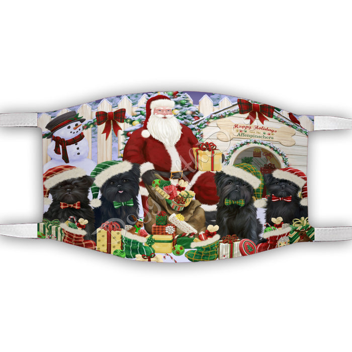 Happy Holidays Christmas Affenpinscher Dogs House Gathering Face Mask FM48203