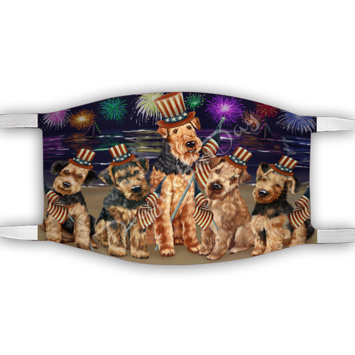 4th of July Independence Day Airedale Dogs Face Mask FM49362