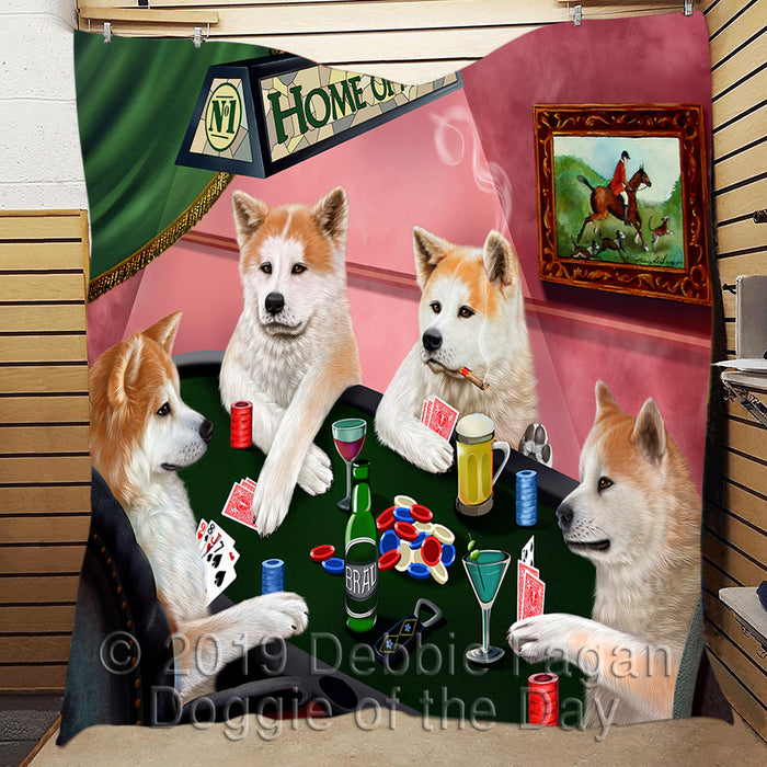 Home of  Akita Dogs Playing Poker Quilt