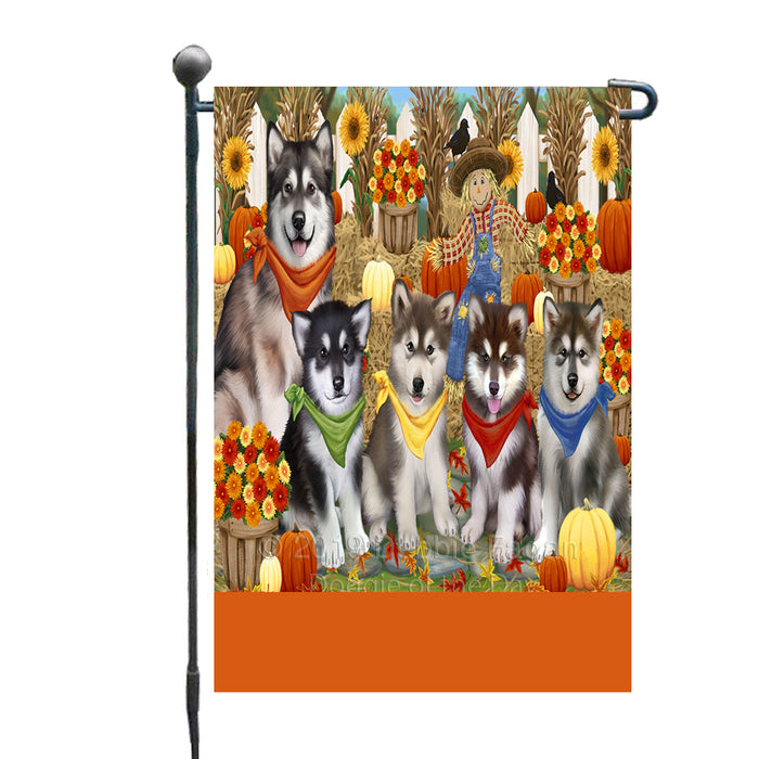 Personalized Fall Festive Gathering Alaskan Malamute Dogs with Pumpkins Custom Garden Flags GFLG-DOTD-A61755