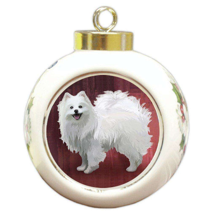 American Eskimo Dog Round Ball Christmas Ornament