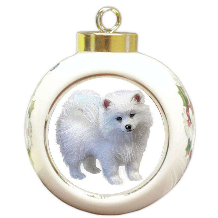 American Eskimo Puppy Dog Round Ball Christmas Ornament