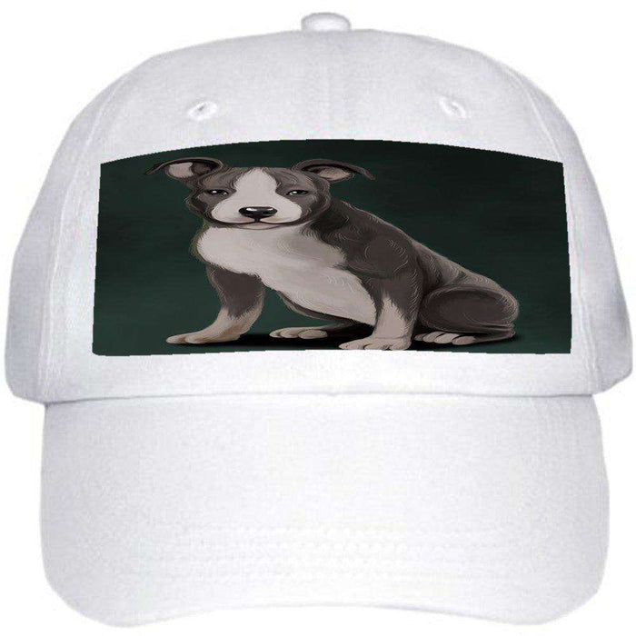 American Staffordshire Terrier Grey And White Dog Ball Hat Cap Off White