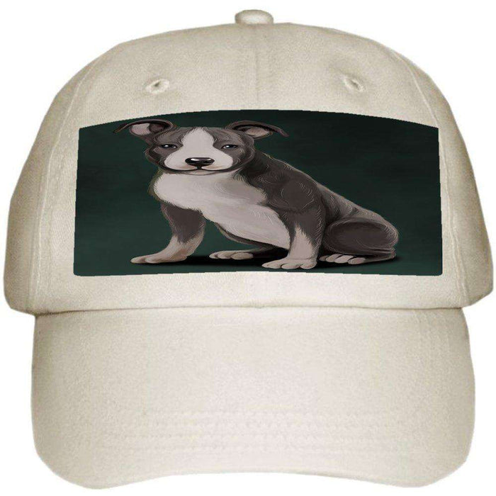 American Staffordshire Terrier Grey And White Dog Ball Hat Cap Off White