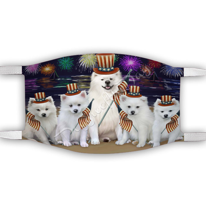 4th of July Independence Day American Eskimo Dogs Face Mask FM49366