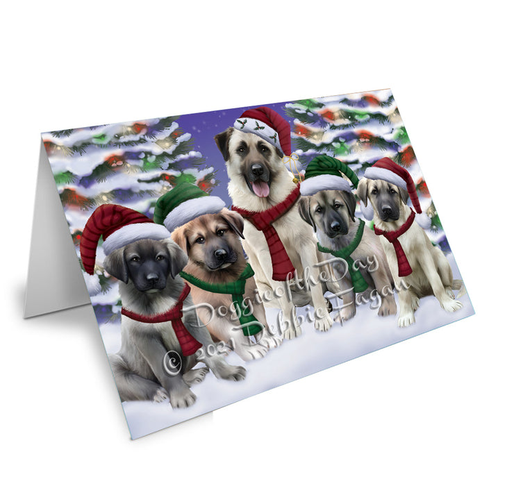 Christmas Family Portrait Anatolian Shepherd Dog Handmade Artwork Assorted Pets Greeting Cards and Note Cards with Envelopes for All Occasions and Holiday Seasons
