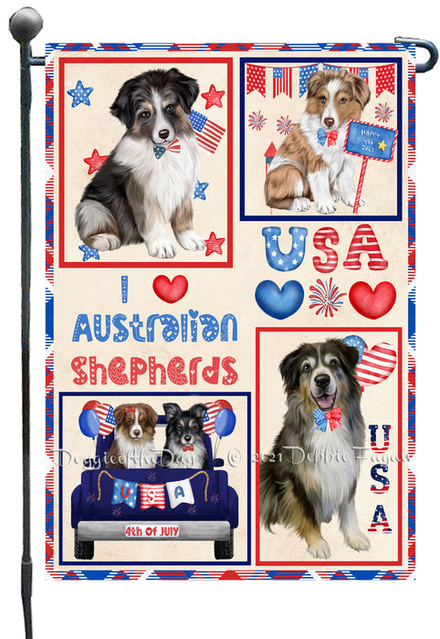 4th of July Independence Day I Love USA Australian Shepherd Dogs Garden Flag GFLG66865