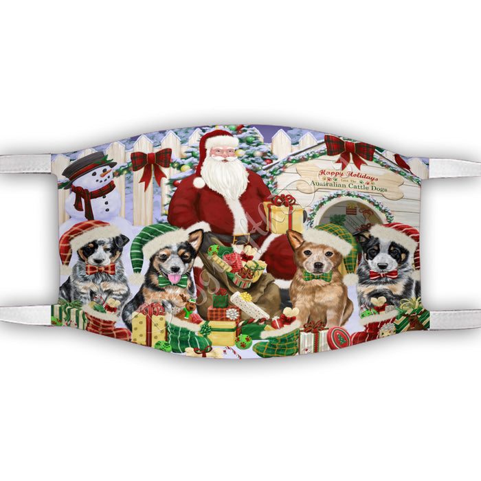 Happy Holidays Christmas Australian Cattle Dogs House Gathering Face Mask FM48212