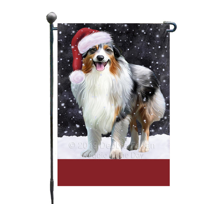 Personalized Let It Snow Happy Holidays Australian Shepherd Dog Custom Garden Flags GFLG-DOTD-A62238
