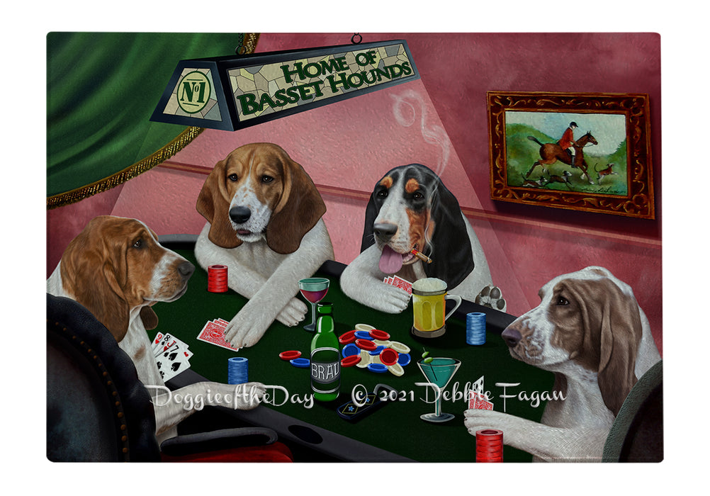 Home of Basset Hound Dogs Playing Poker Cutting Board - Easy Grip Non-Slip Dishwasher Safe Chopping Board Vegetables C79165