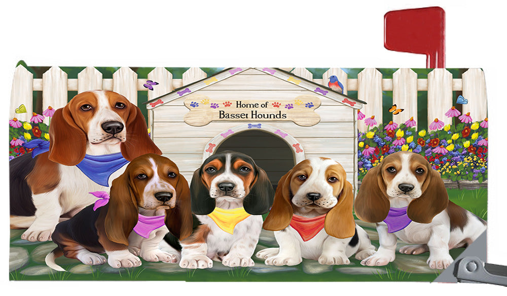 Spring Dog House Basset Hound Dogs Magnetic Mailbox Cover MBC48615