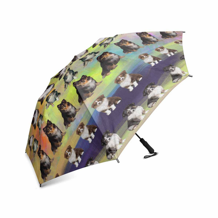 Australian Shepherd Dogs  Semi-Automatic Foldable Umbrella