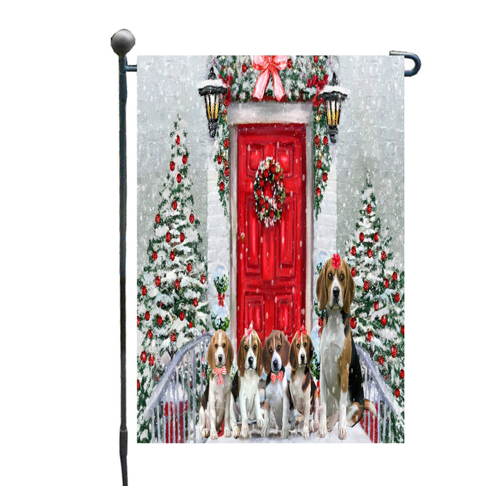 Christmas Holiday Welcome Beagle Dogs Garden Flags- Outdoor Double Sided Garden Yard Porch Lawn Spring Decorative Vertical Home Flags 12 1/2"w x 18"h