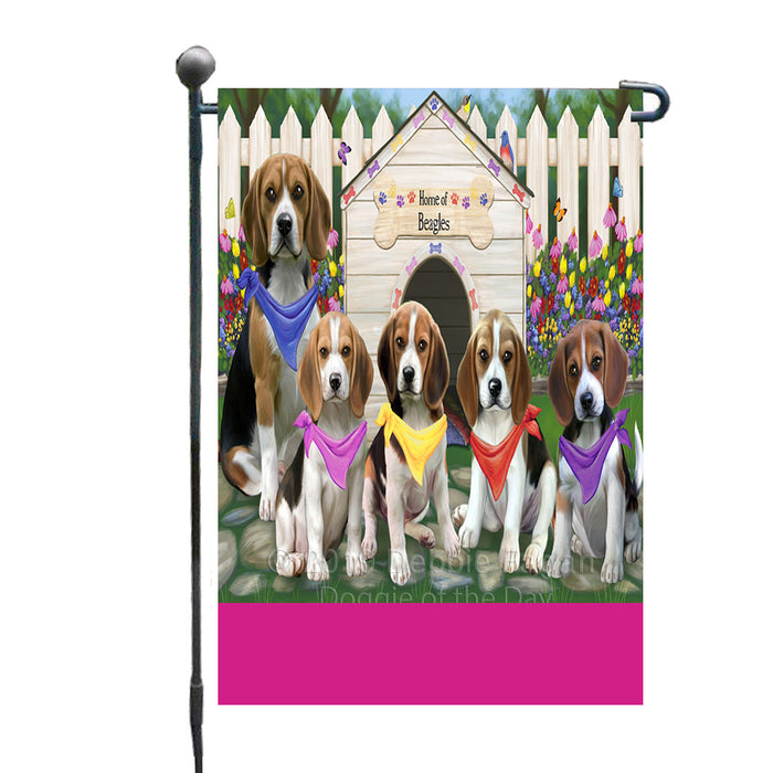 Personalized Spring Dog House Beagle Dogs Custom Garden Flags GFLG-DOTD-A62737