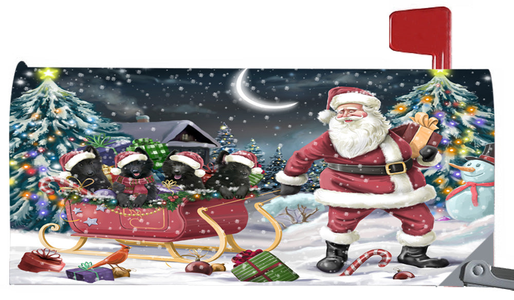 Magnetic Mailbox Cover Santa Sled Christmas Happy Holidays Belgian Shepherds Dog MBC48094