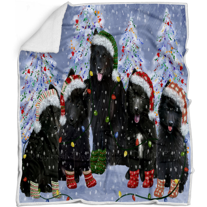 Christmas Lights and Belgian Shepherd Dogs Blanket - Lightweight Soft Cozy and Durable Bed Blanket - Animal Theme Fuzzy Blanket for Sofa Couch