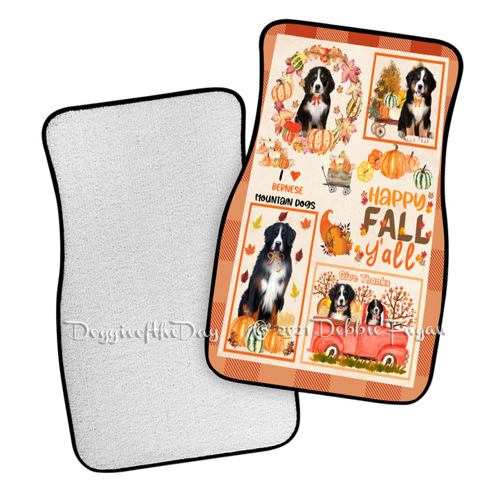 Happy Fall Y'all Pumpkin Bernese Mountain Dogs Polyester Anti-Slip Vehicle Carpet Car Floor Mats CFM49114