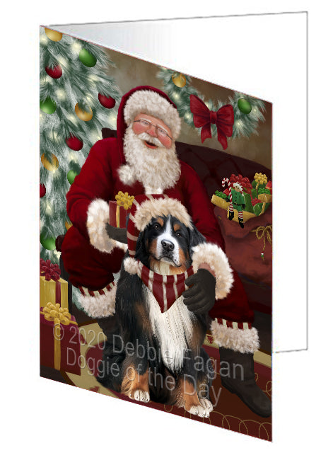 Santa's Christmas Surprise Bernese Mountain Dog Handmade Artwork Assorted Pets Greeting Cards and Note Cards with Envelopes for All Occasions and Holiday Seasons
