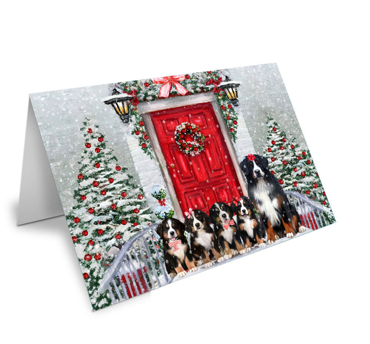 Christmas Holiday Welcome Bernese Mountain Dog Handmade Artwork Assorted Pets Greeting Cards and Note Cards with Envelopes for All Occasions and Holiday Seasons