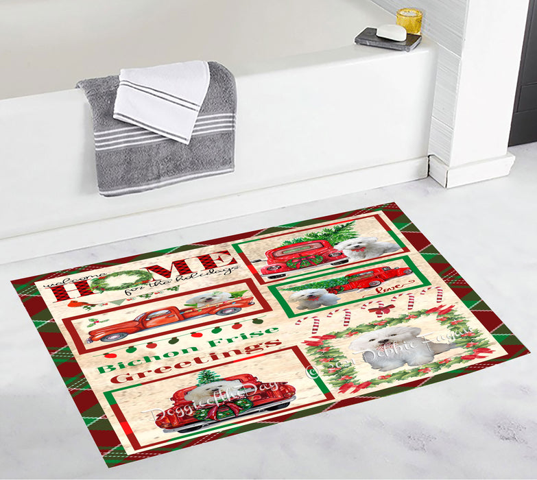 Welcome Home for Christmas Holidays Bernese Mountain Dogs Bathroom Rugs with Non Slip Soft Bath Mat for Tub BRUG54280