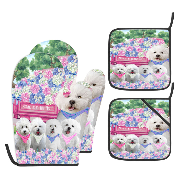 Bichon Frise Oven Mitts and Pot Holder Set: Kitchen Gloves for Cooking with Potholders, Custom, Personalized, Explore a Variety of Designs, Dog Lovers Gift