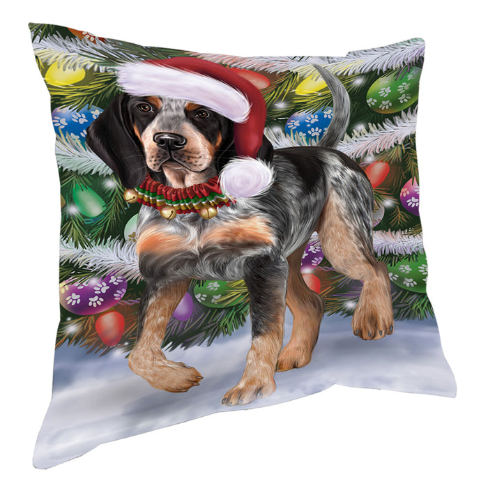 Chistmas Trotting in the Snow Bluetick Coonhound Dog Pillow with Top Quality High-Resolution Images - Ultra Soft Pet Pillows for Sleeping - Reversible & Comfort - Ideal Gift for Dog Lover - Cushion for Sofa Couch Bed - 100% Polyester, PILA93820